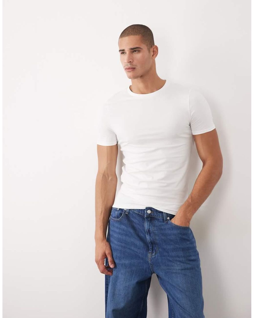 ASOS Multicolor Essentials 3 Pack Muscle Fit T-Shirts for men