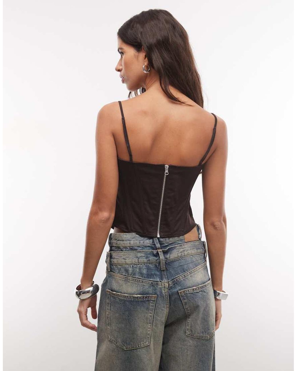 Monki Black Contoured Corset Top