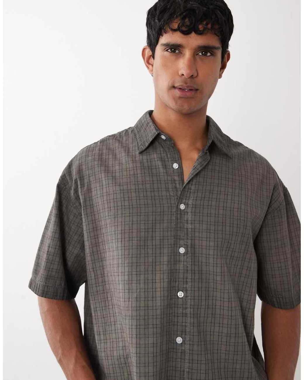 Jack & Jones Gray Overdye Plaid Shirt for men