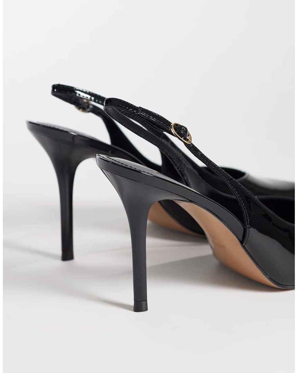 Mango Black Faux Leather Slingback Heeled Court Shoe