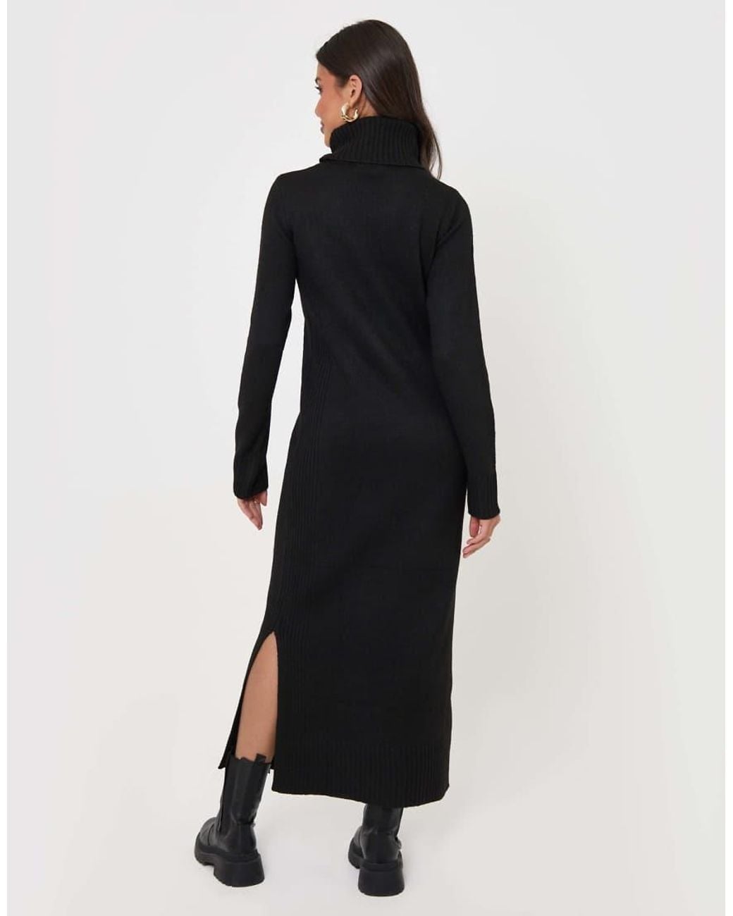 Threadbare Black Turtle Neck Maxi Jumper Dress
