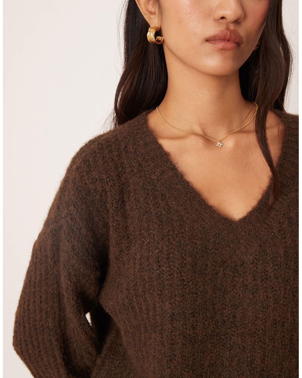 Vila Brown – flauschiger oversize-pullover aus strick
