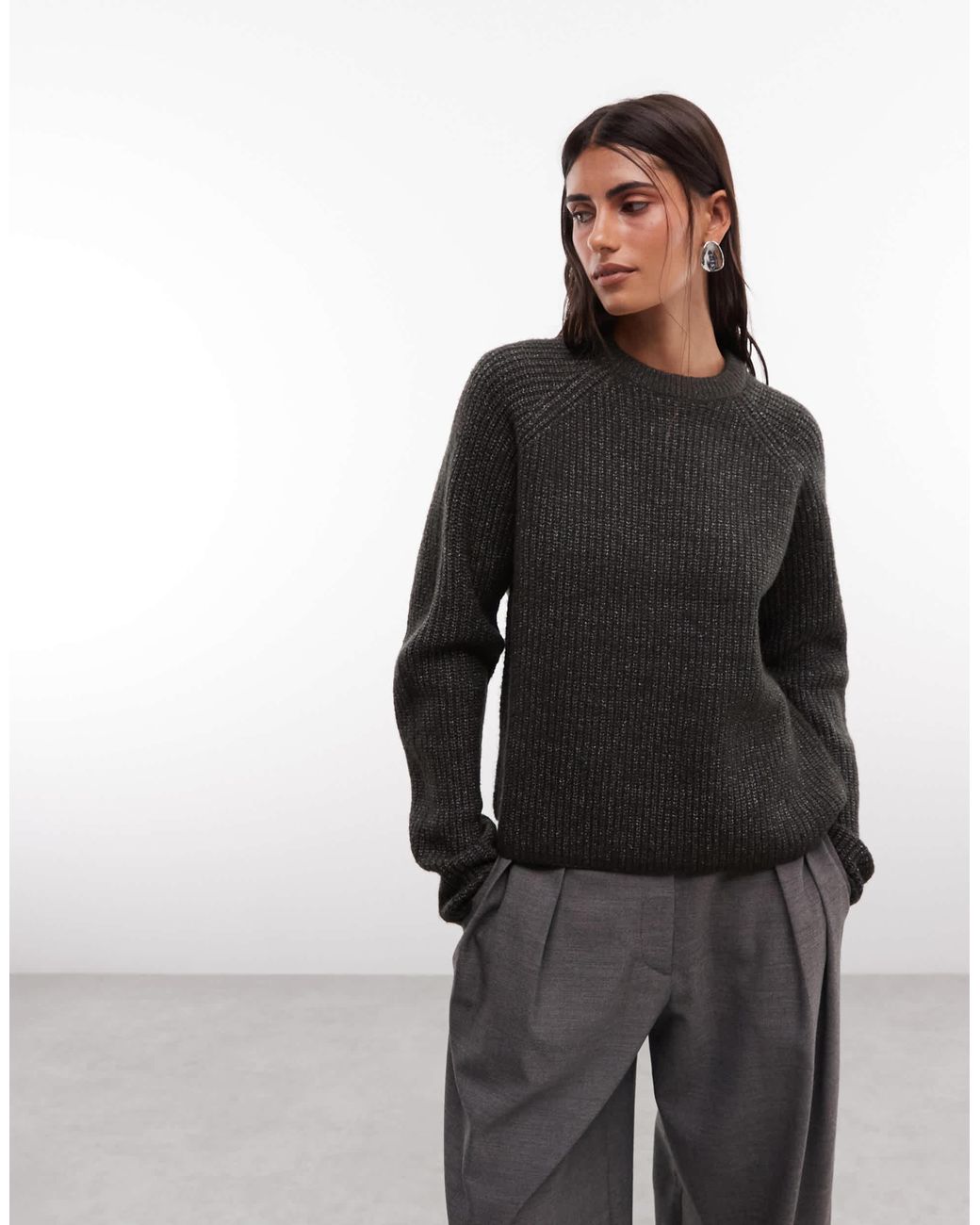 French Connection Black Raglan-strickpullover