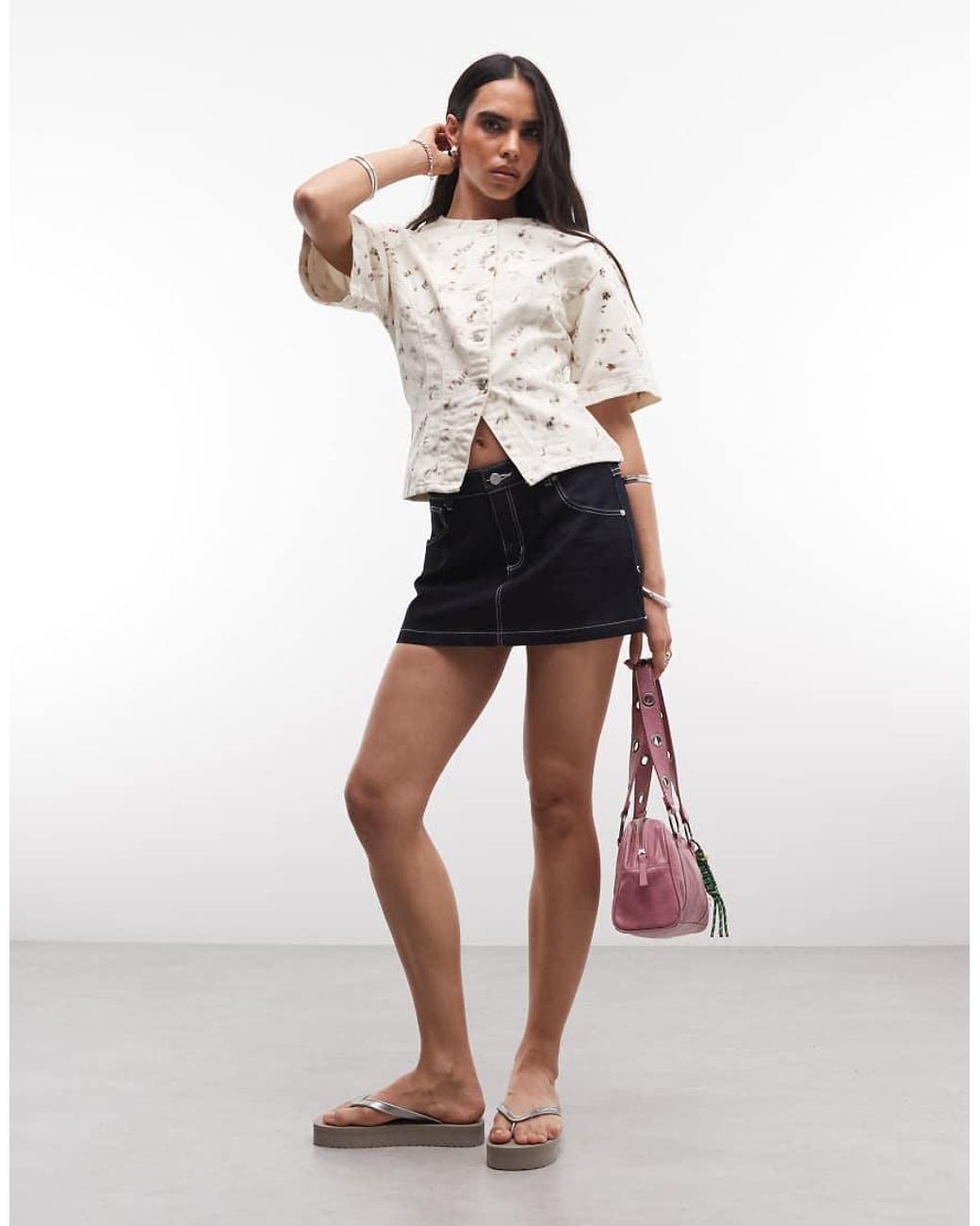 ASOS Getailleerde Top Van Denim in het White