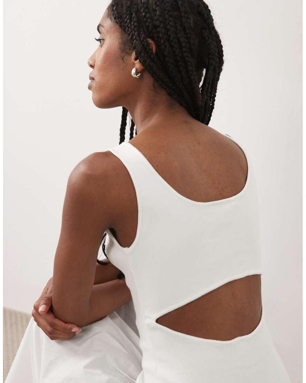 Mango White Cotton Rich Puff Ball Maxi Dress