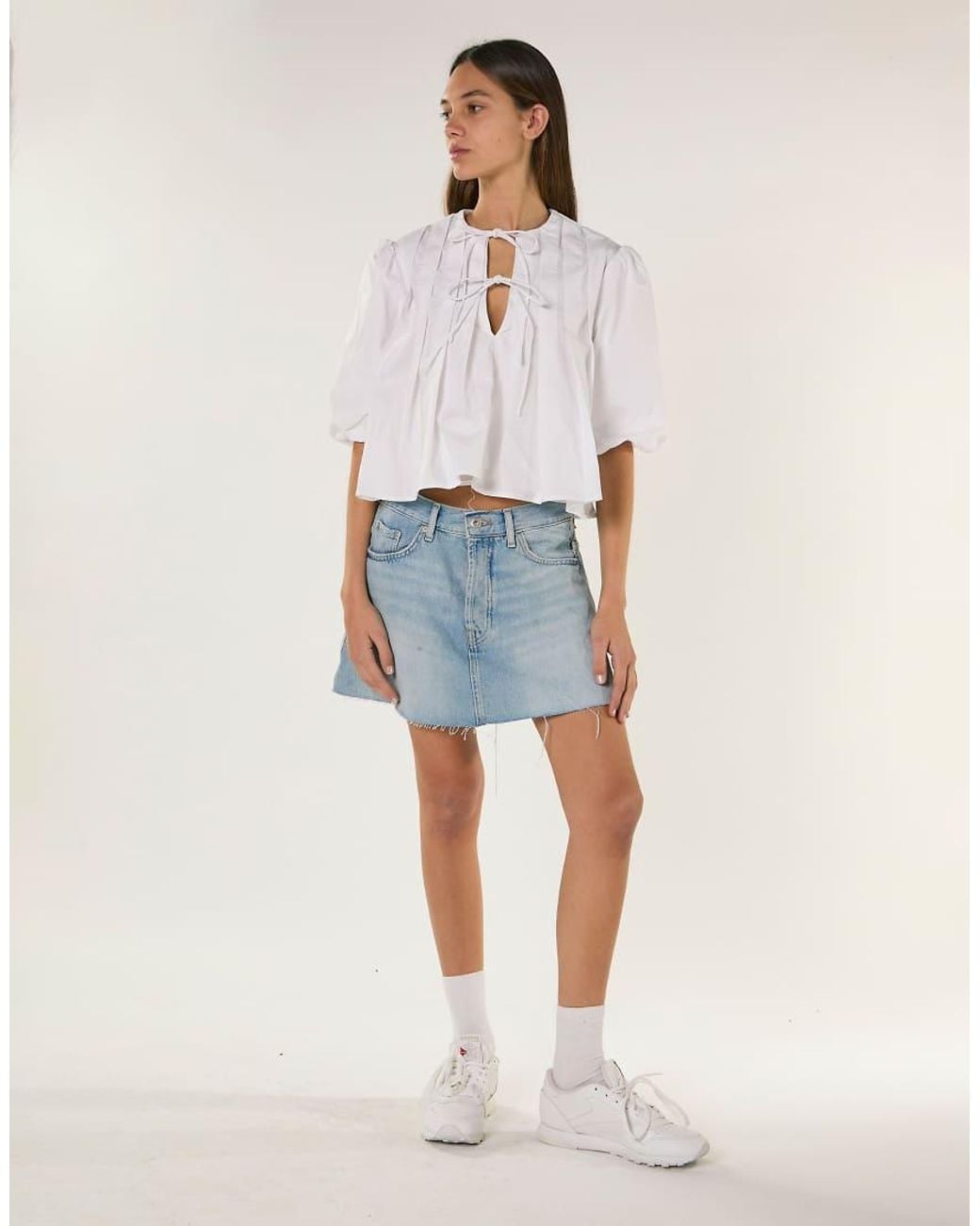 Glamorous White Front Pleated Blouse