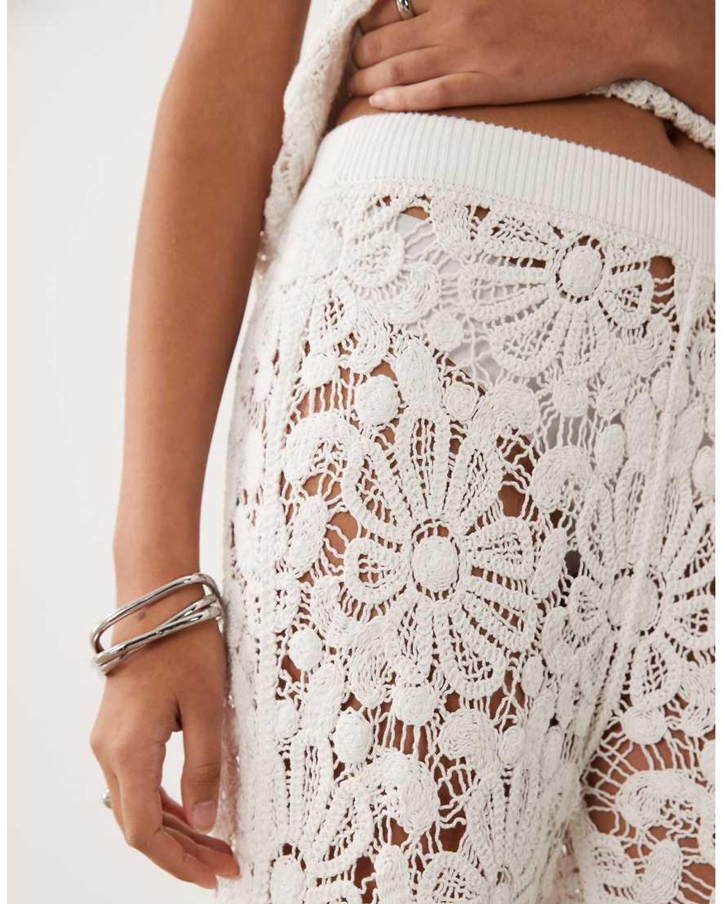 ASOS White Crochet Knit Pants