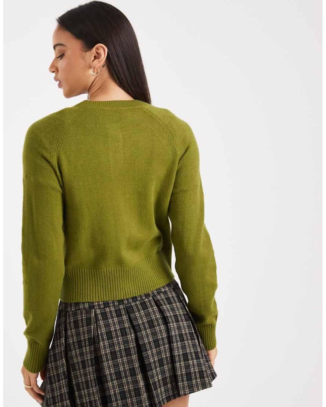 ONLY Green Button Through Knitted Cardigan