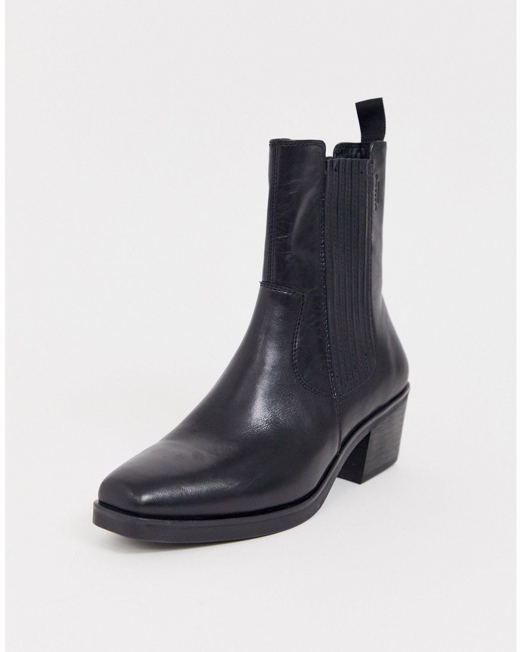 Vagabond Shoemakers Simone Leather Western Mid Heeled Ankle Boots With  Square Toe in Black | Lyst