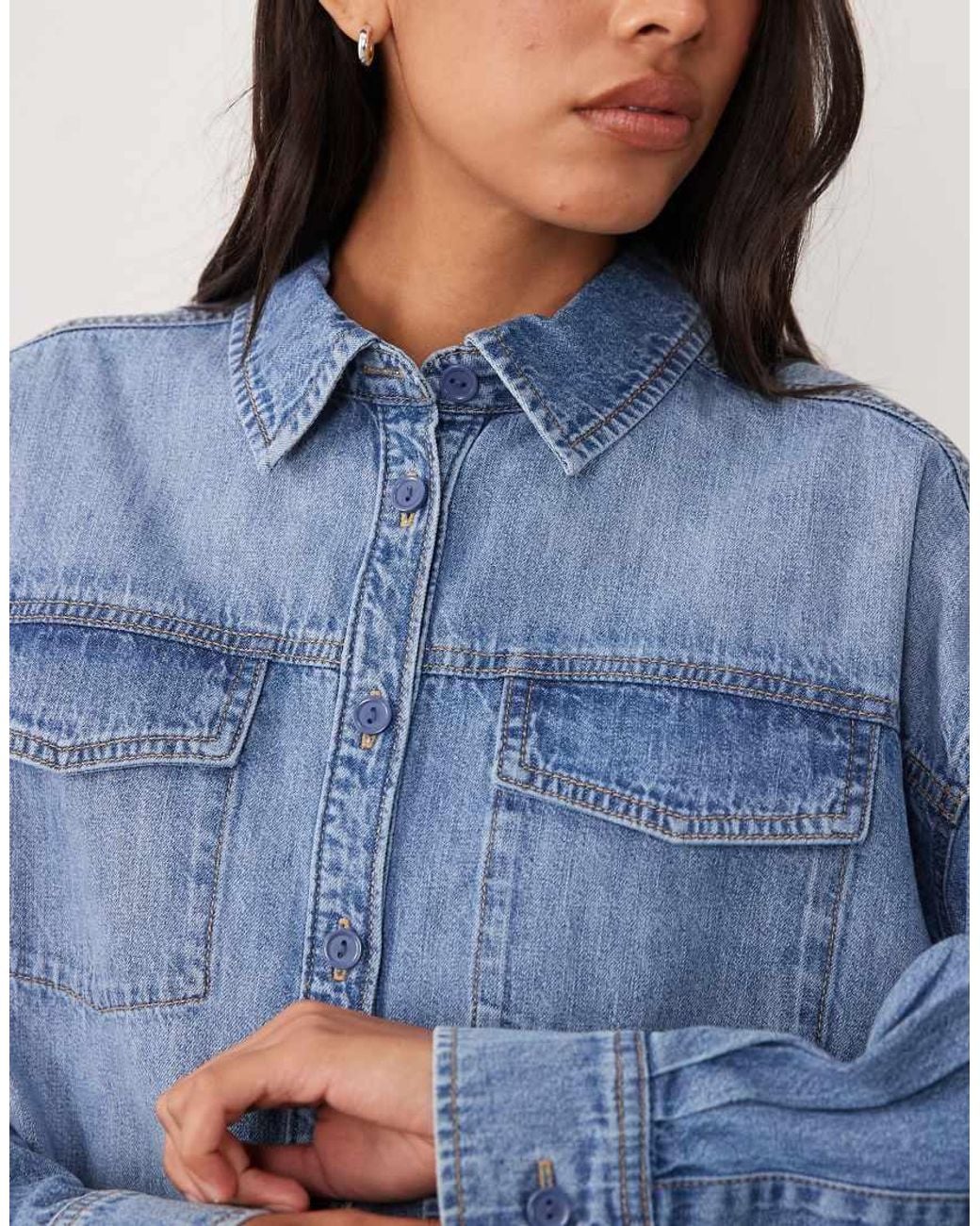 ASOS Blue Denim Oversized Traditional Shirt