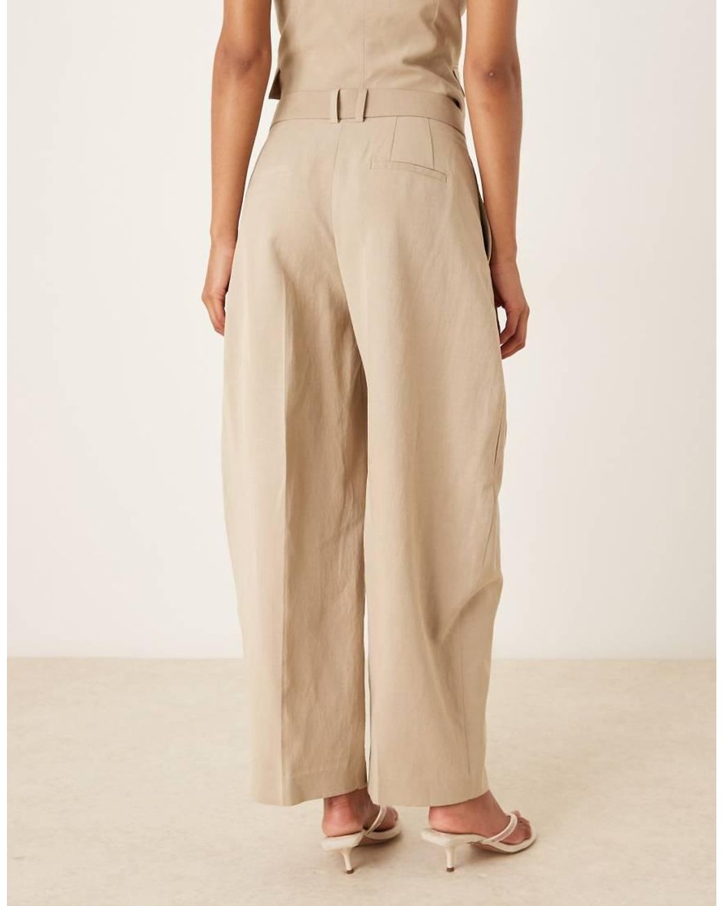 Mango White Cotton Mix Co-ord Barrel Leg Trouser