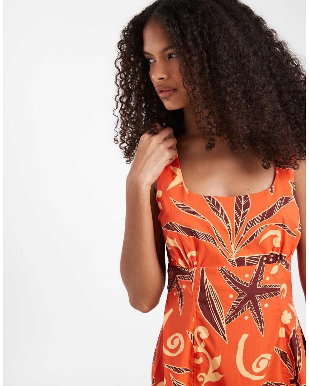 Vero Moda Orange Sleeveless Pleated Front Mini Dress