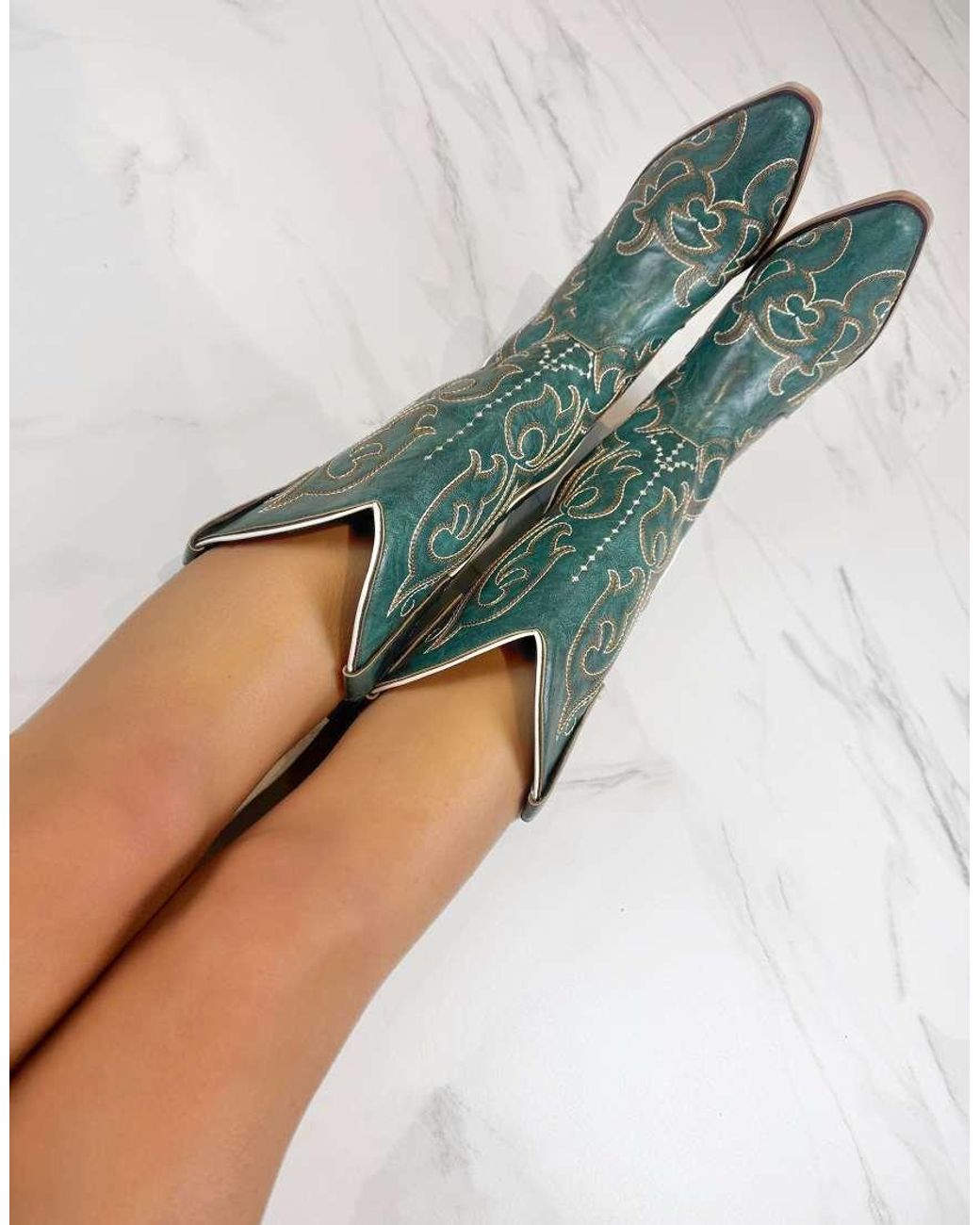 GIA STUDIOS Green Cowboy Western Dark Western Boots