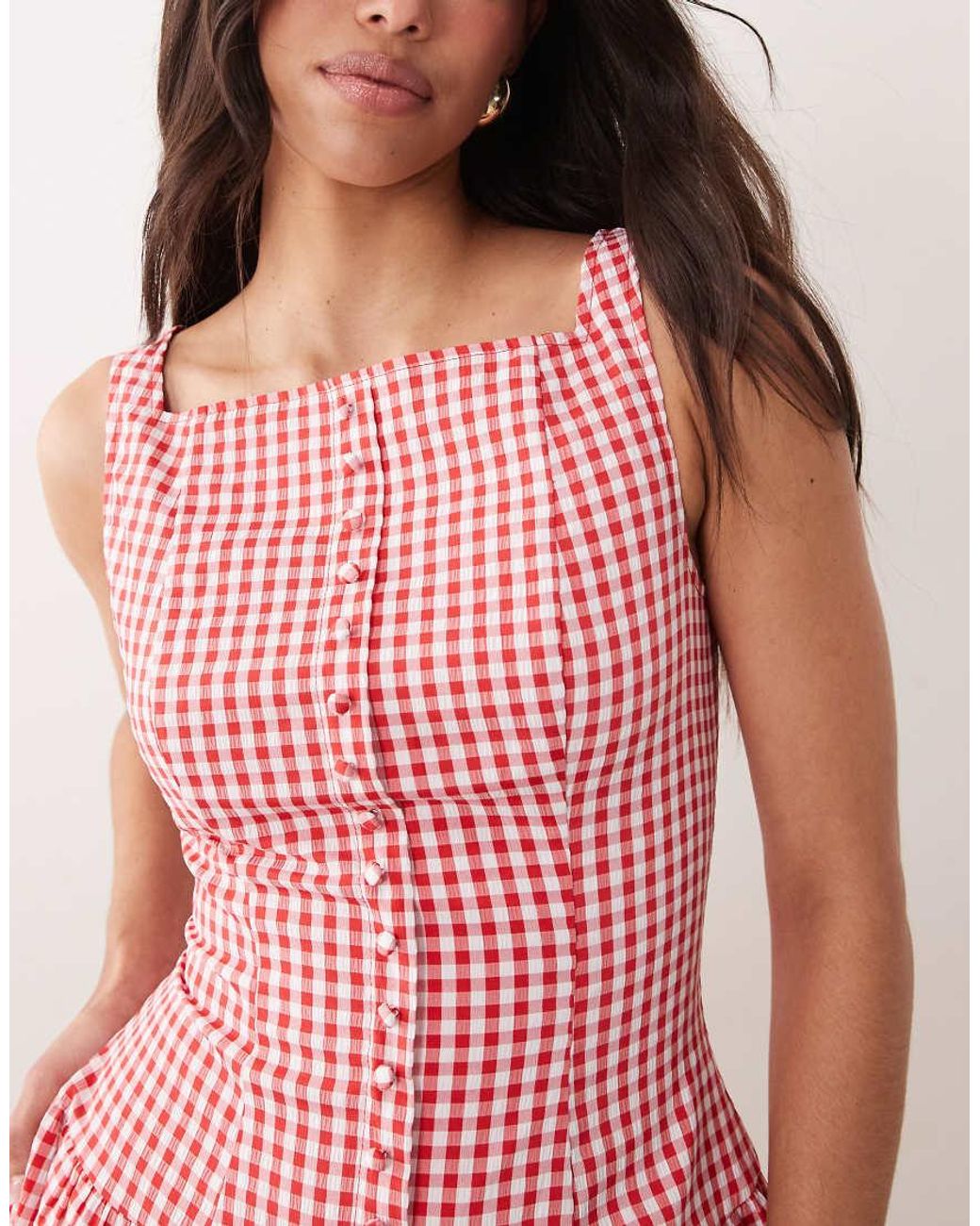 Kaiia Pink Exclusive High Square Neck Button Down Mini Dress