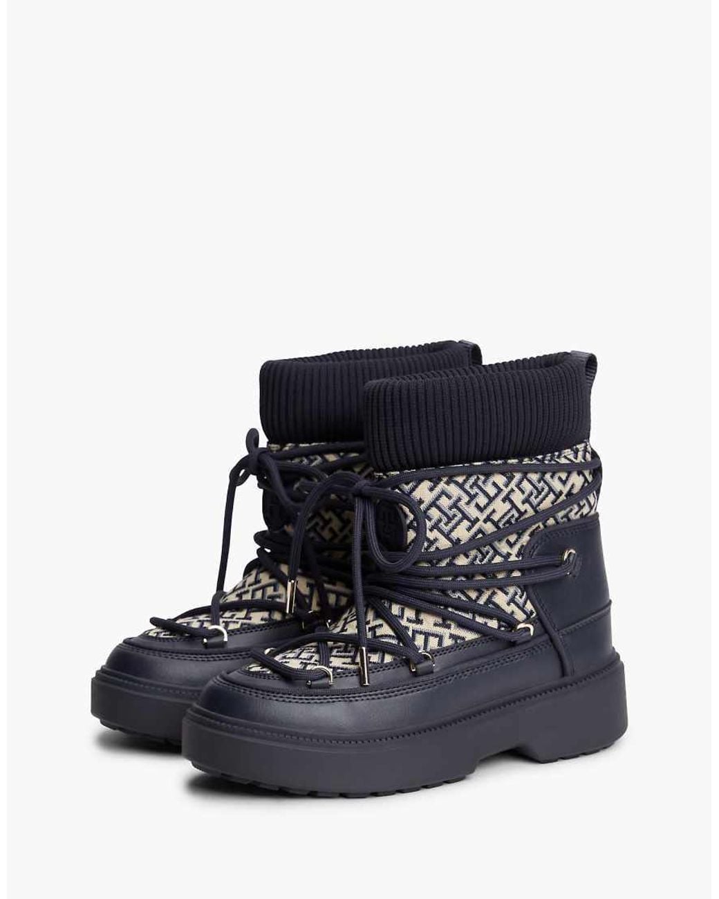 Tommy Hilfiger Blue Th Monogram Water Resistant Snow Boots