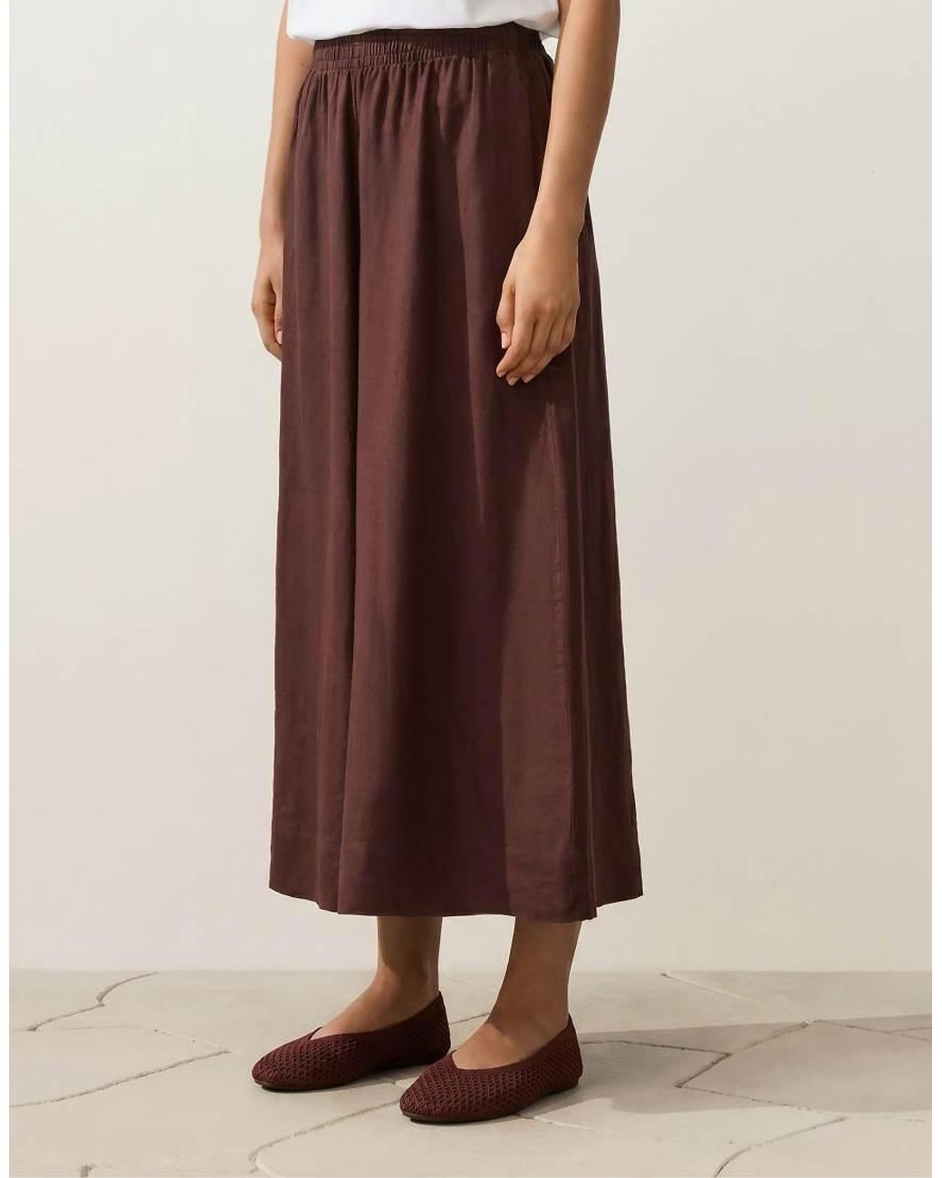 Oysho Brown Crochet Ballet Flats