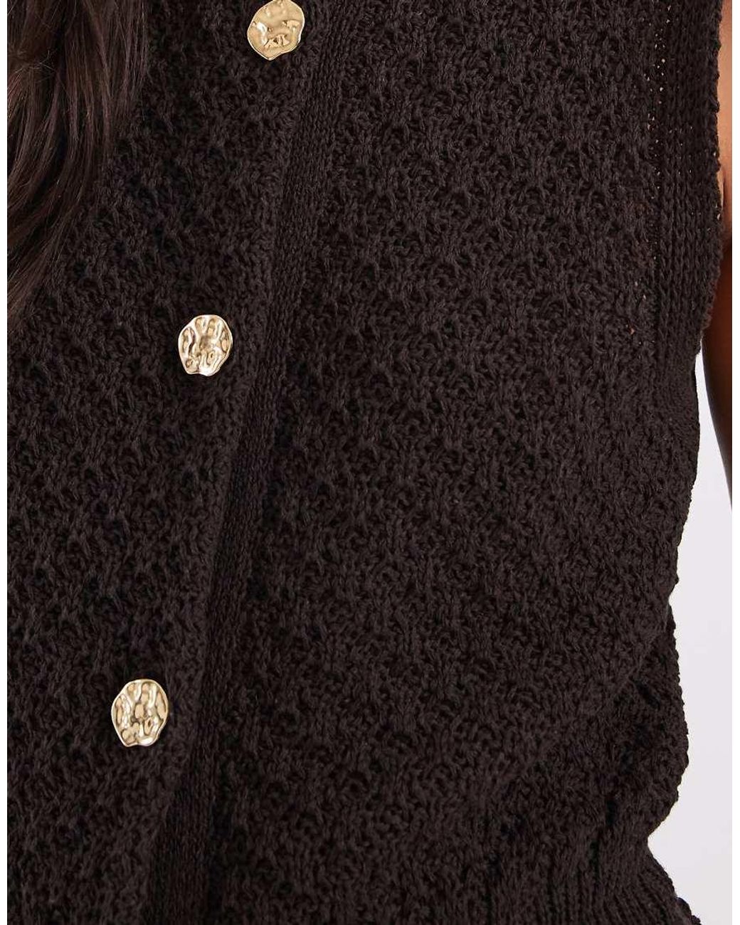 ASOS Black Knitted Tank With Button Detailing