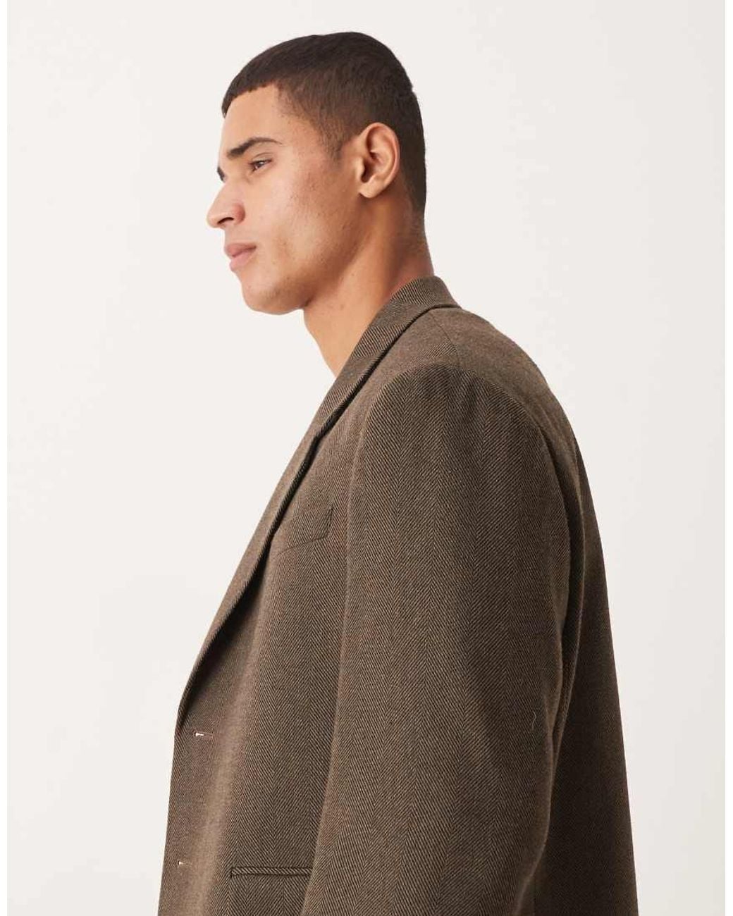 ASOS Brown Oversized Cropped Suit Jacket for men