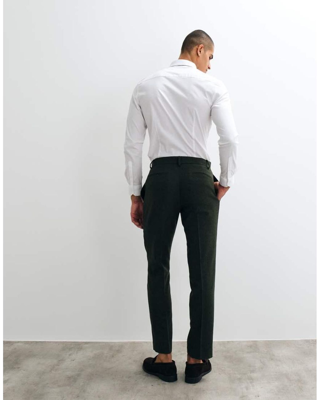 ASOS Black Slim Herringbone Suit Pants With Wool for men