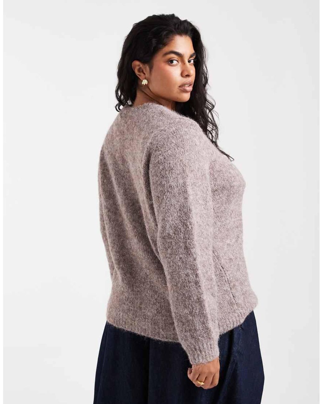 Vero Moda Brown Soft Fluffy Knit O-neck Cardigan