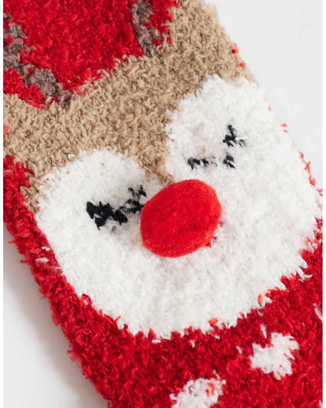 Pieces Red Christmas 2 Pack Fluffy Reindeer And Snowflake Socks
