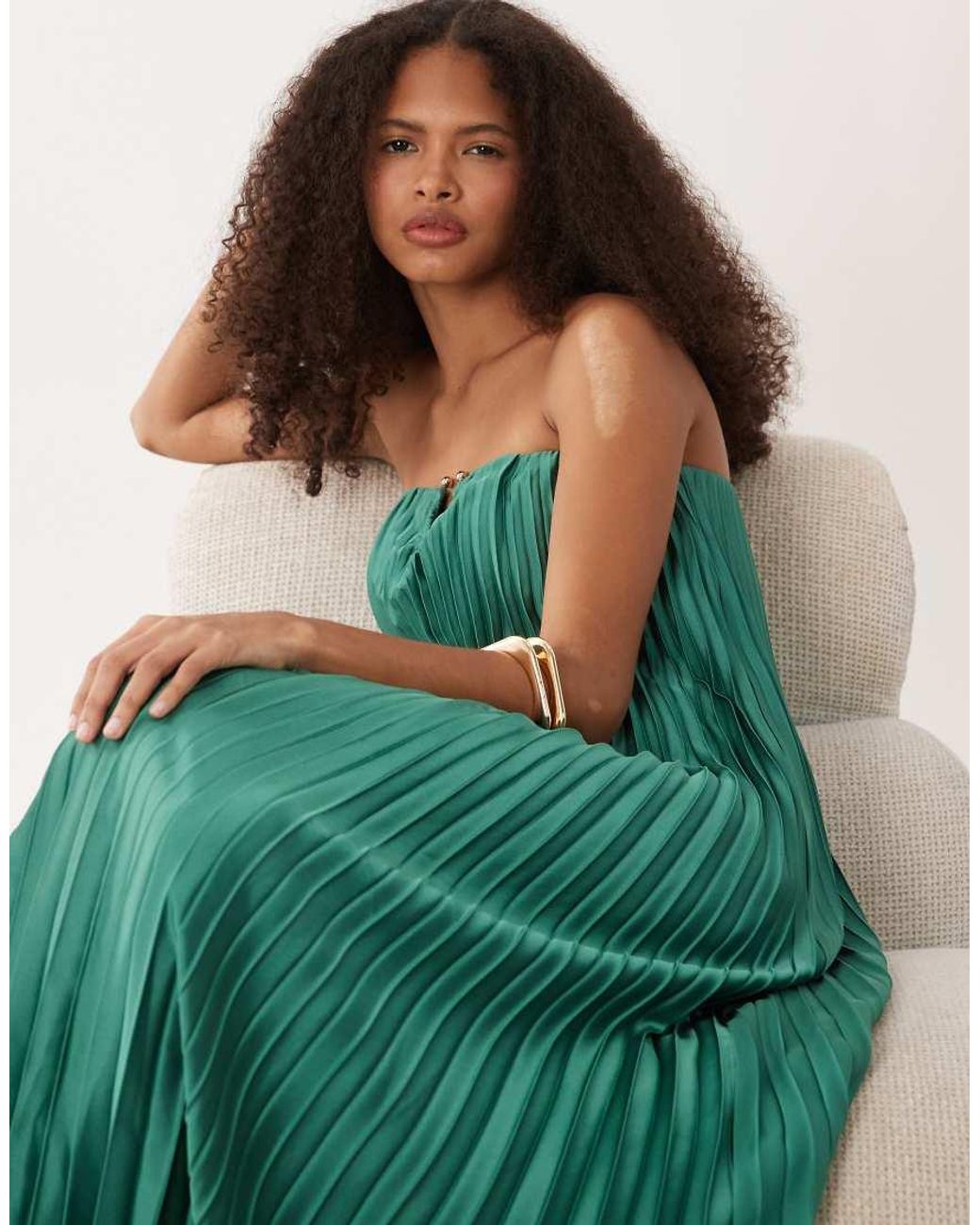 Abercrombie & Fitch Green Strapless Flowy Maxi Dress