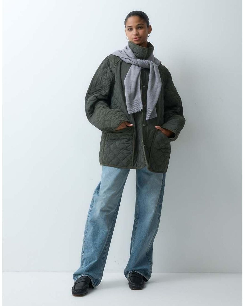 ARKET Multicolor Funnel Neck Quilted Jacket