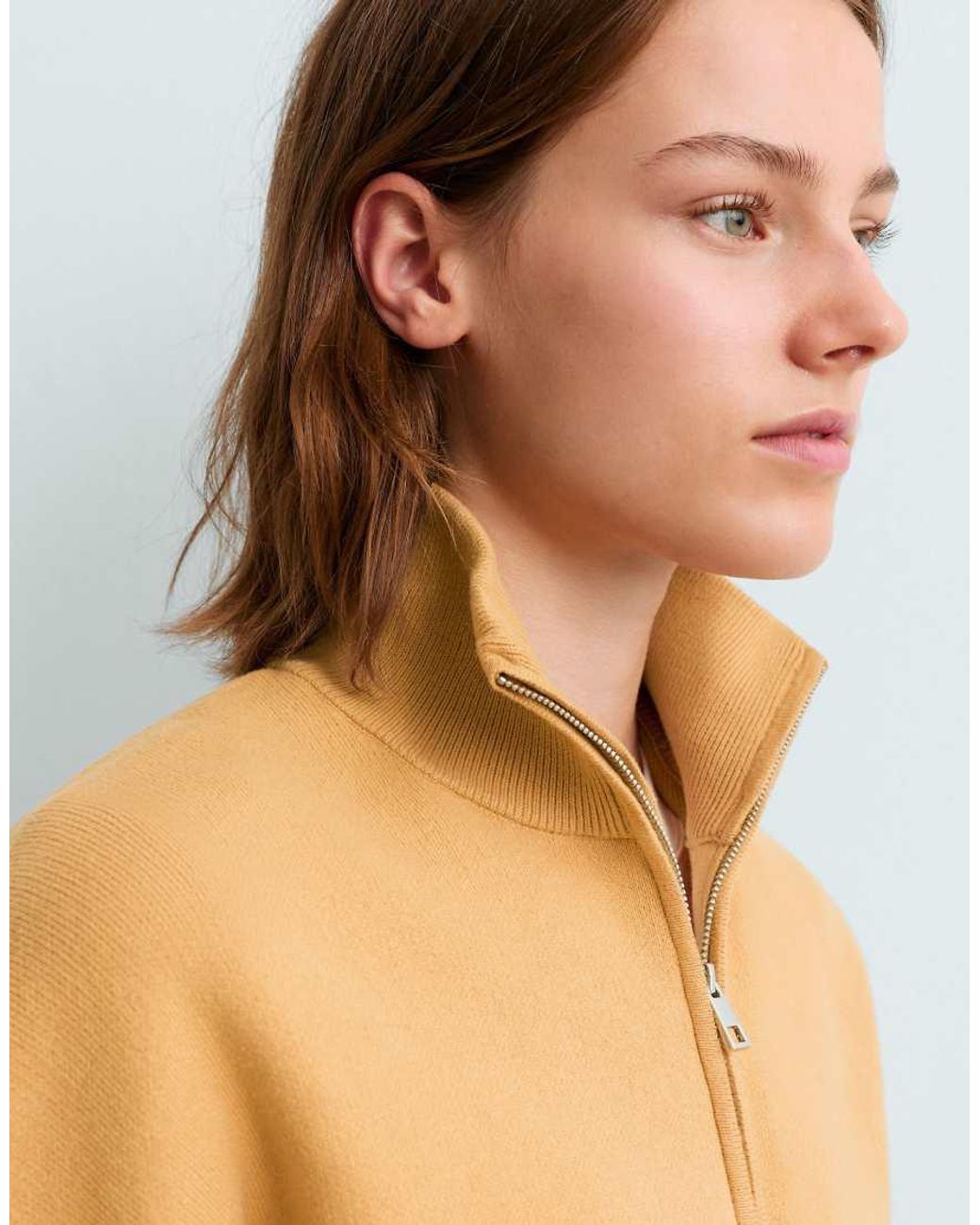 Oysho Gray Cotton-Blend Half-Zip Knit Jumper