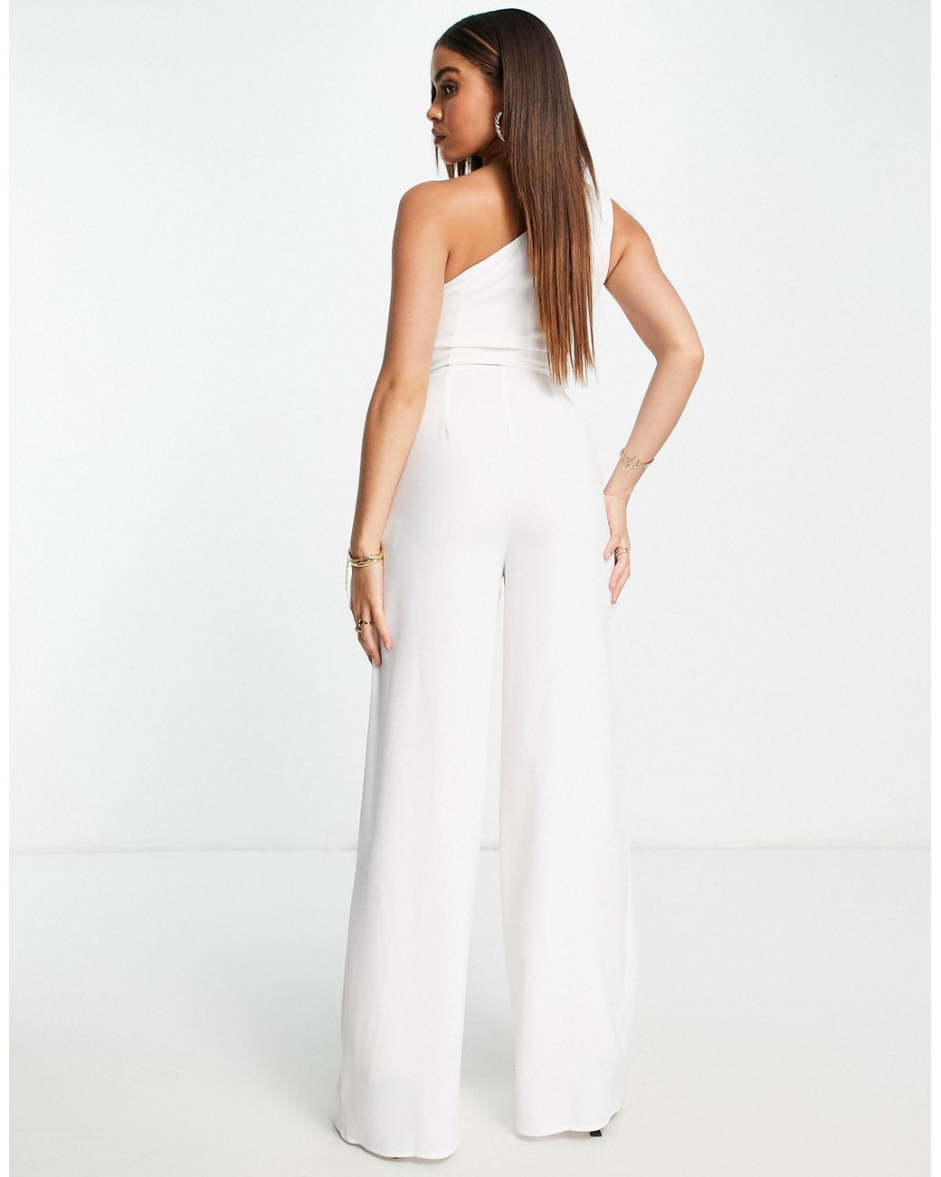 White Drape One Shoulder Jumpsuit