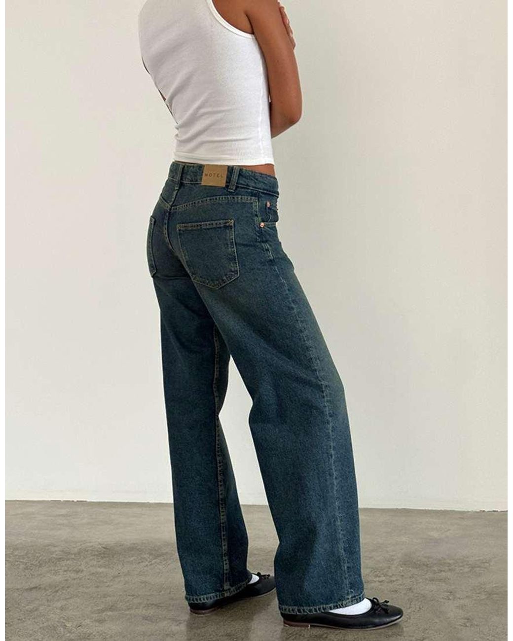 Motel Blue Parallel Leg Low Rise Jeans