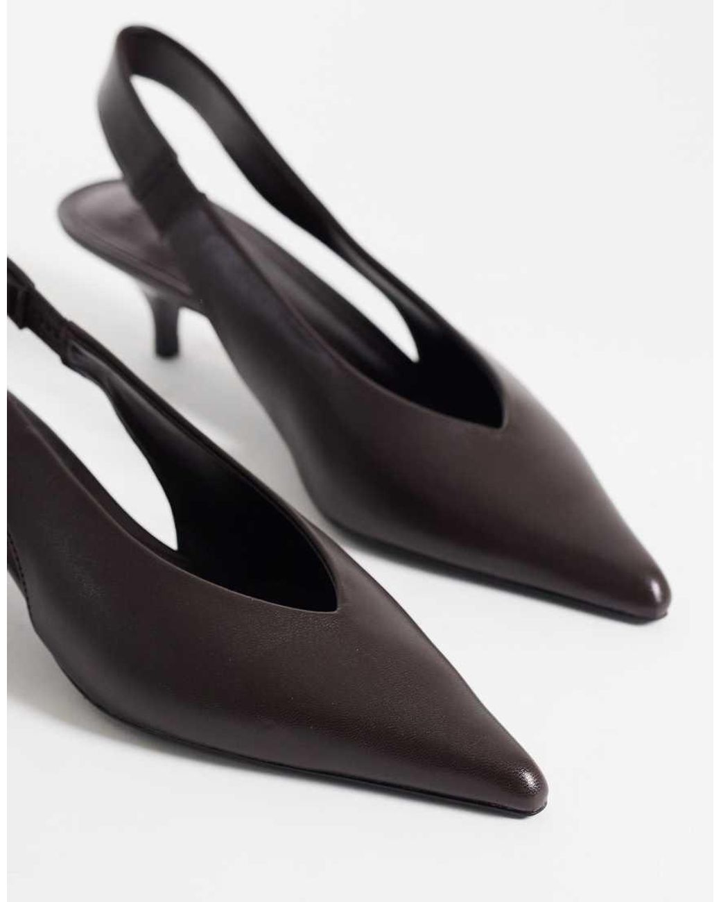 Mango White Slingback Pointed Heeled Shoe