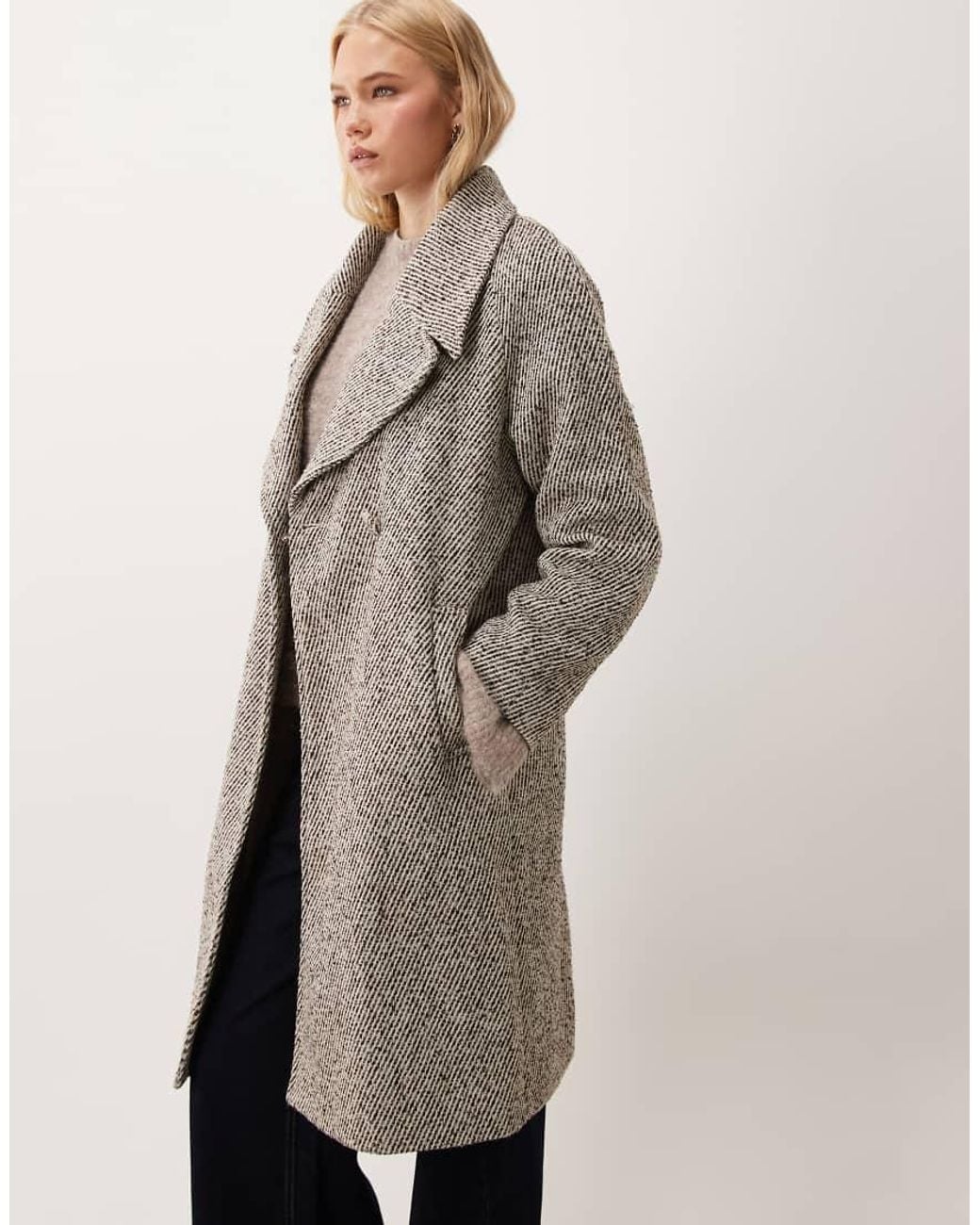 Vila Natural Oversized Lapel Formal Midi Coat