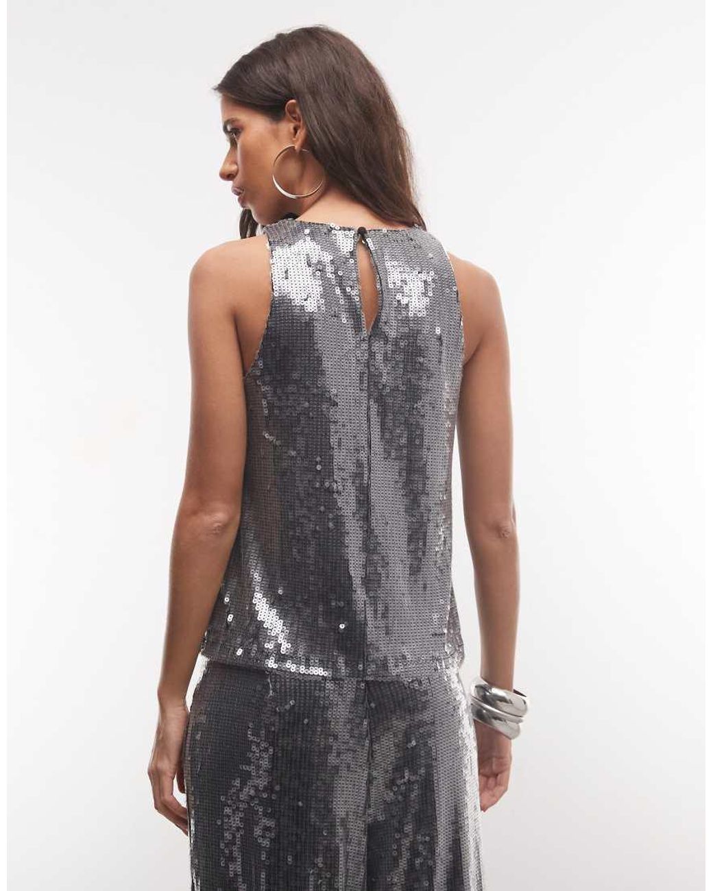 ASOS Gray Co-ord Sequin Racer Vest