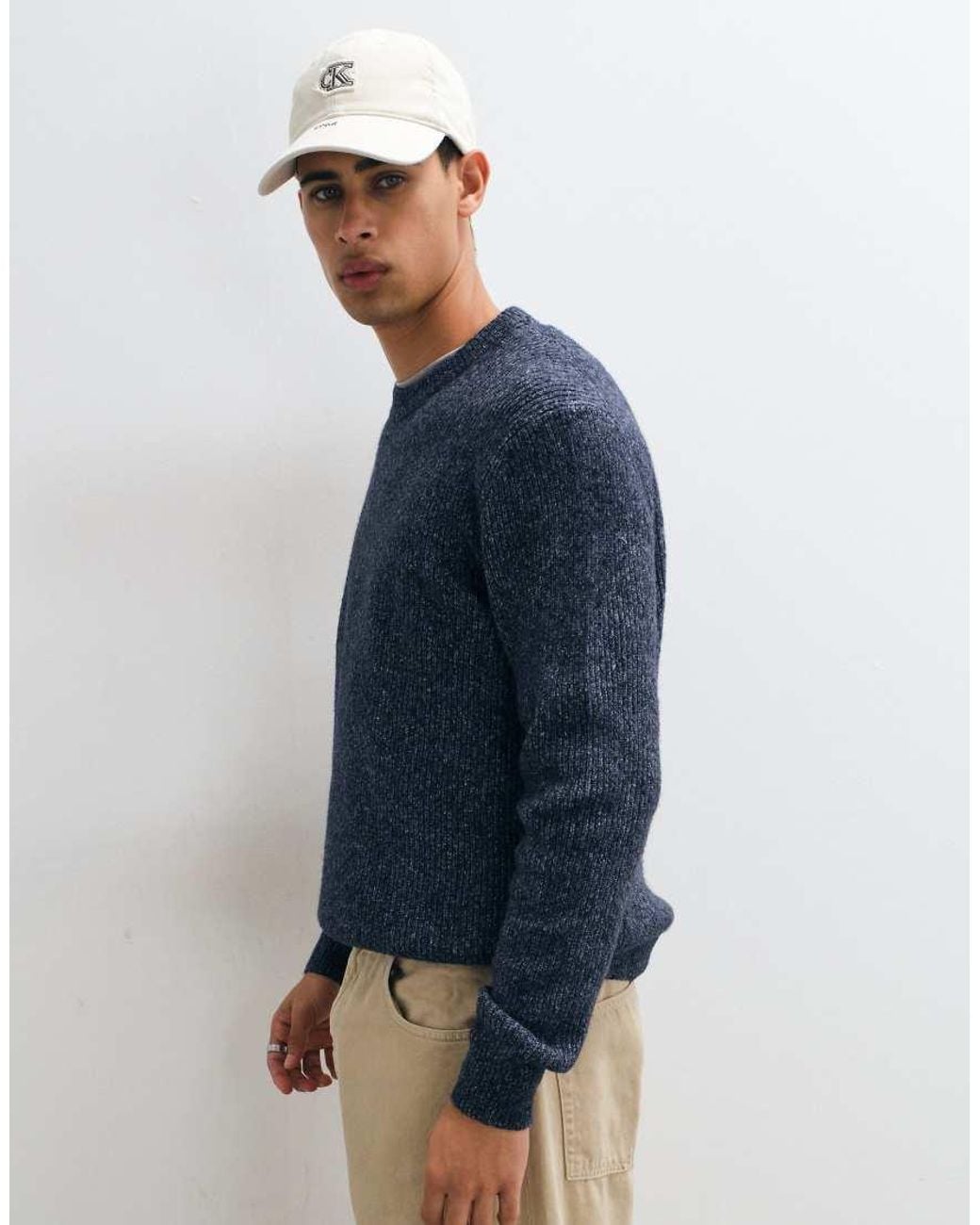 Jack & Jones Blue Oversized Fluffy Jumper for men