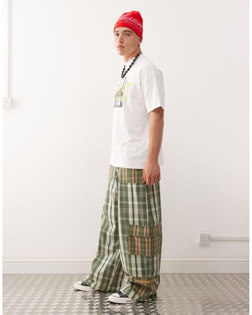 Collusion Green baggy Cargo Pants for men