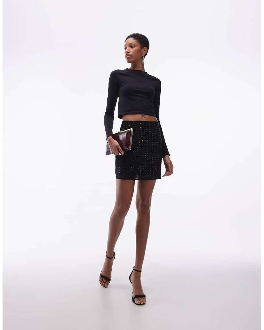 ASOS Black Asos Design Tall Hot Fix Mesh Mini Skirt