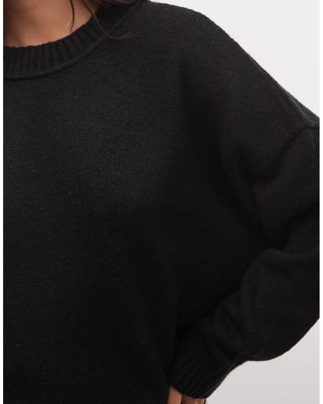 Collusion Black Fluffy Crew Neck Sweater