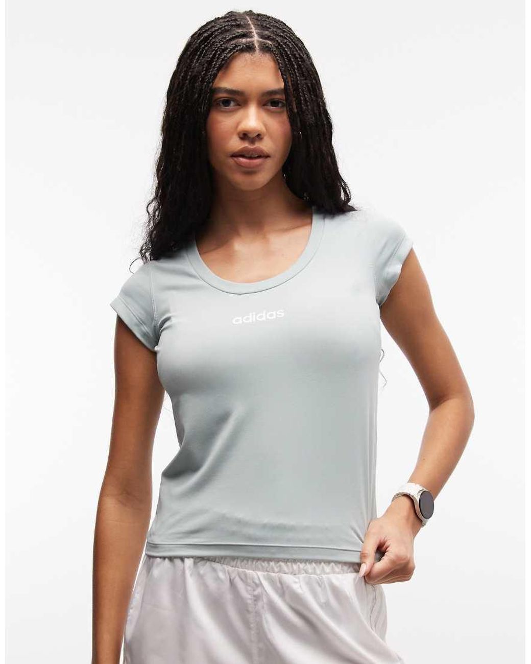 Adidas Originals Gray Adidas Training Hyperglam Linear Baby Tee