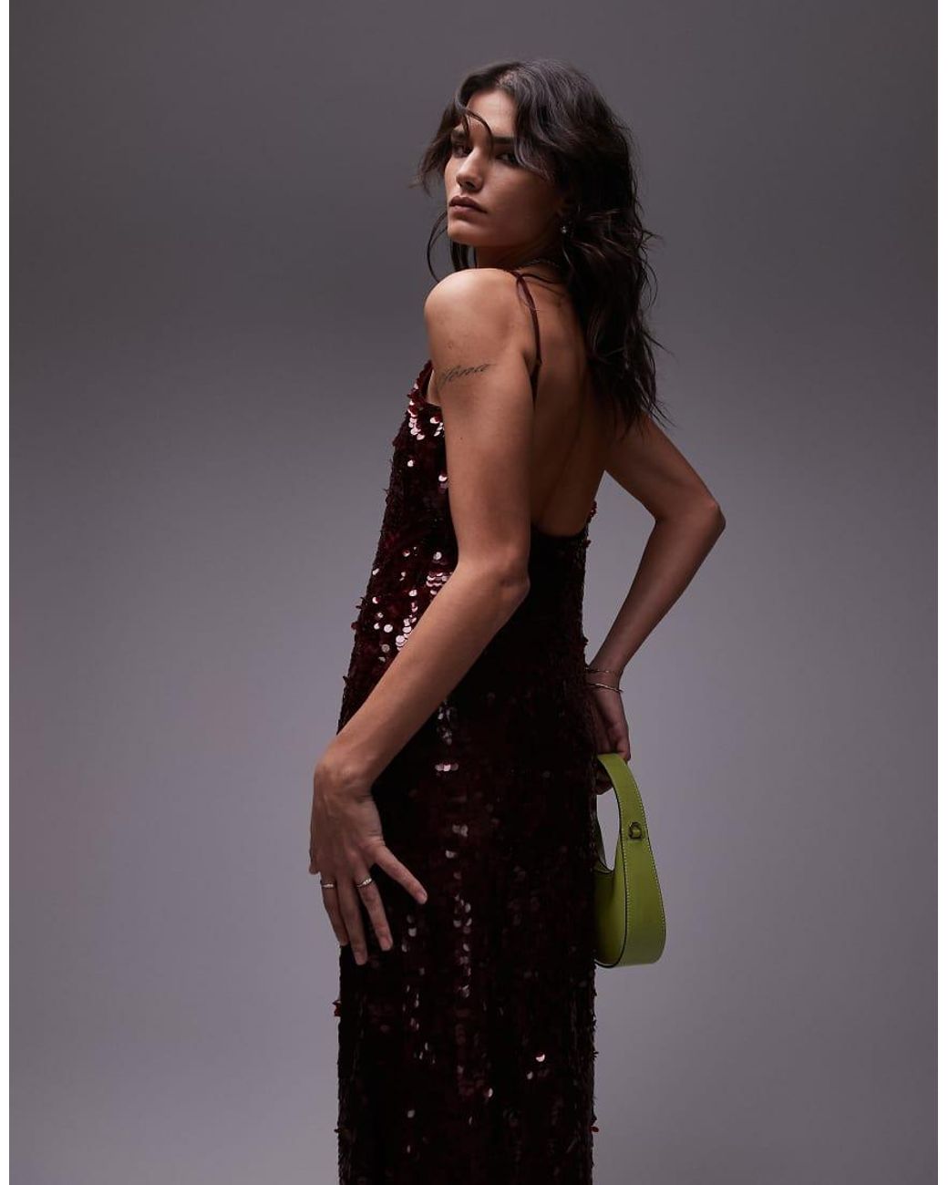 topshop sequin maxi dress Topshop sequin maxi slip dress in steel gray