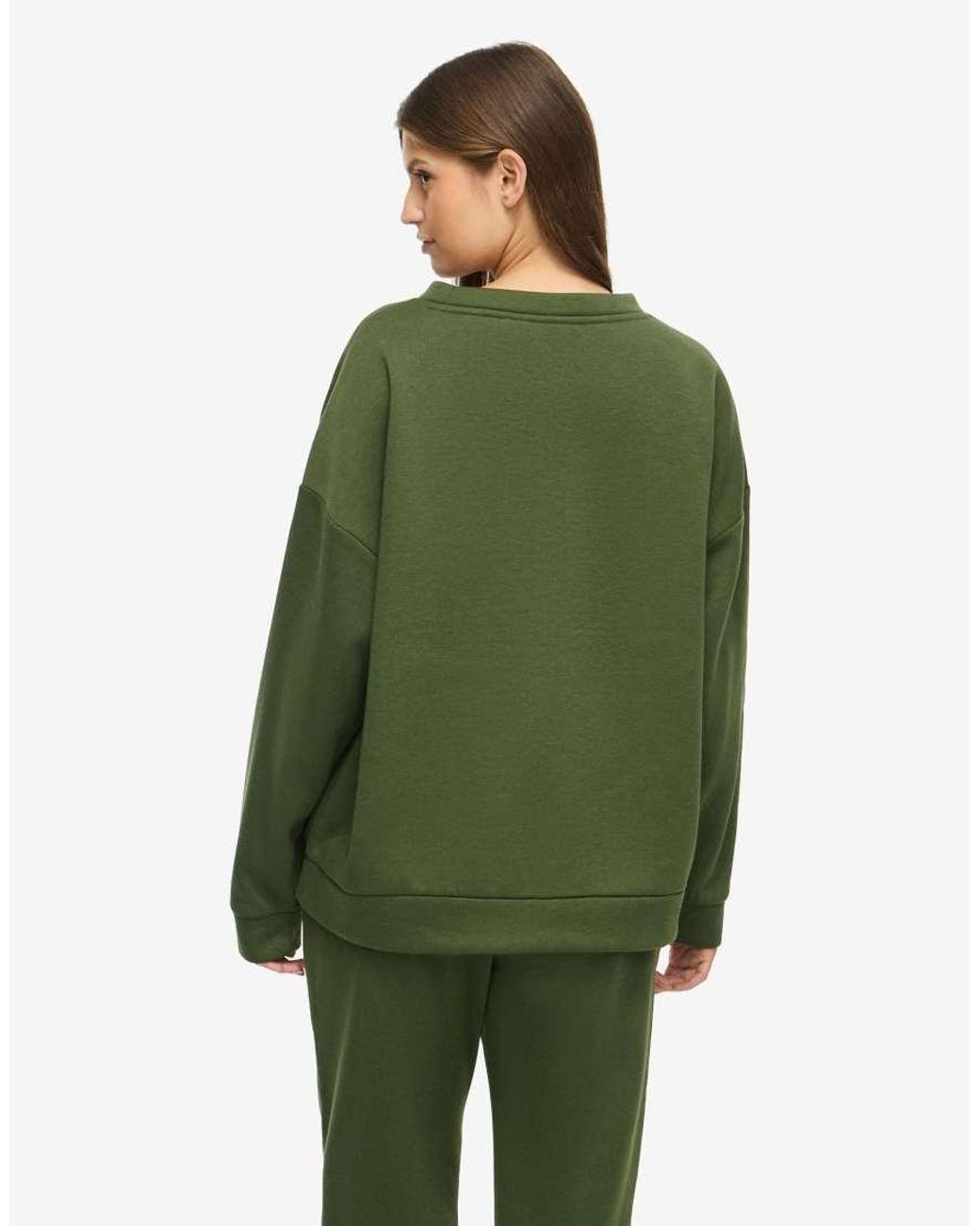 Noisy May Green Bloom Ribbed Loose Fit Crew Neck Sweatshirt