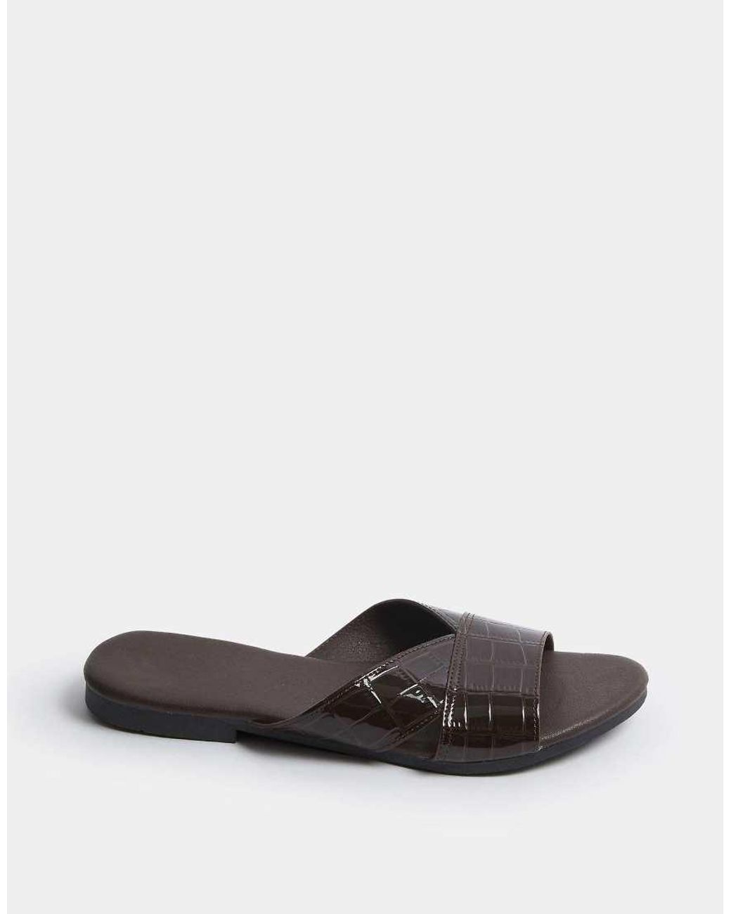 Yours Clothing Black Wide Fit Faux Leather Mule Sandals