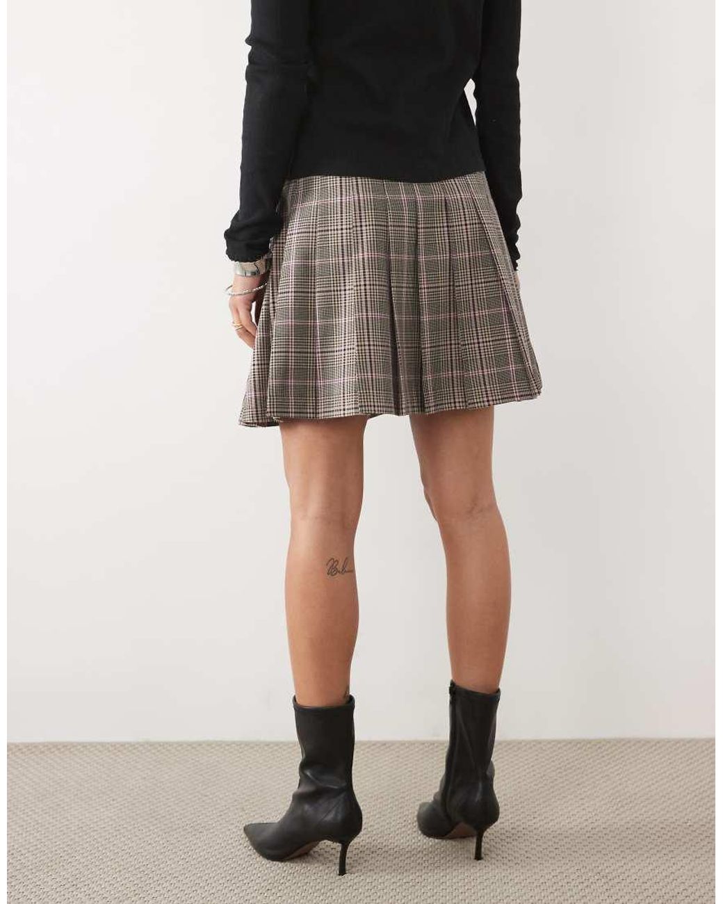 Nobody's Child Natural Tailored Wrap Pleated Kilt Mini Skirt Suit