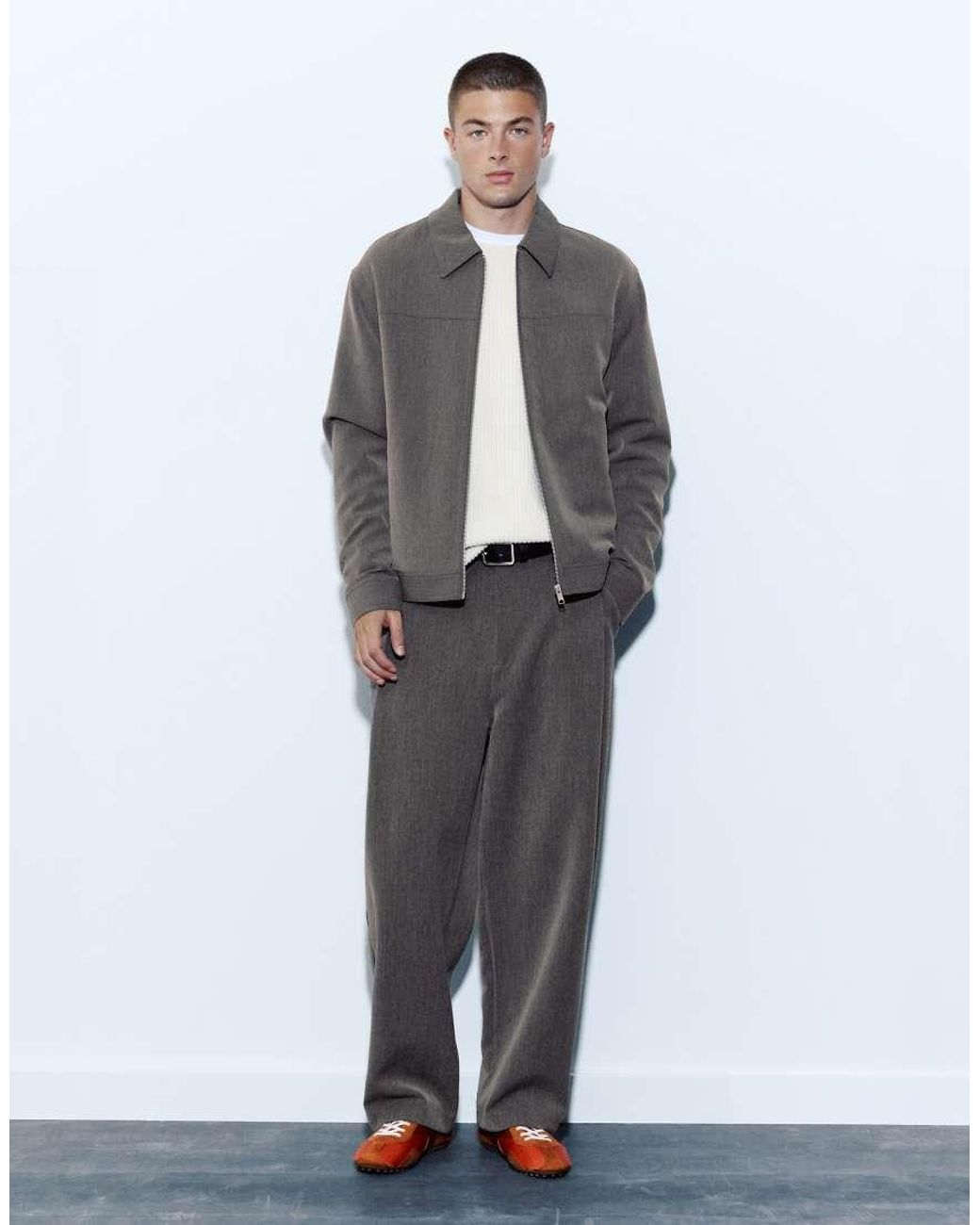Giacca Basic Con Zip Grigia di Pull&Bear in Gray da Uomo