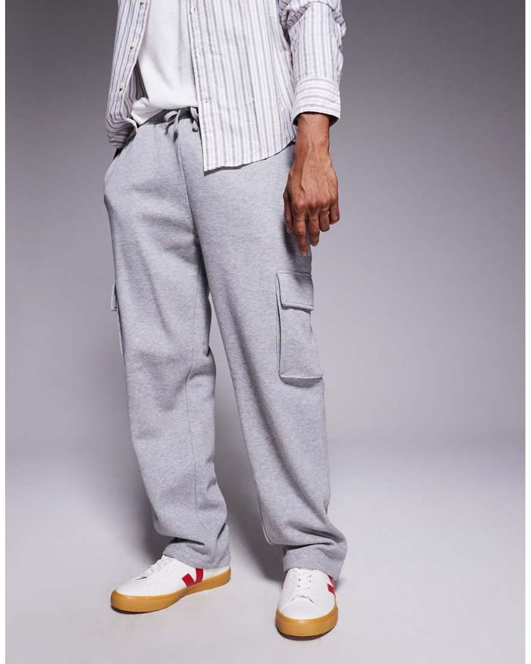 ASOS Gray Wide Leg Cargo Sweatpants for men