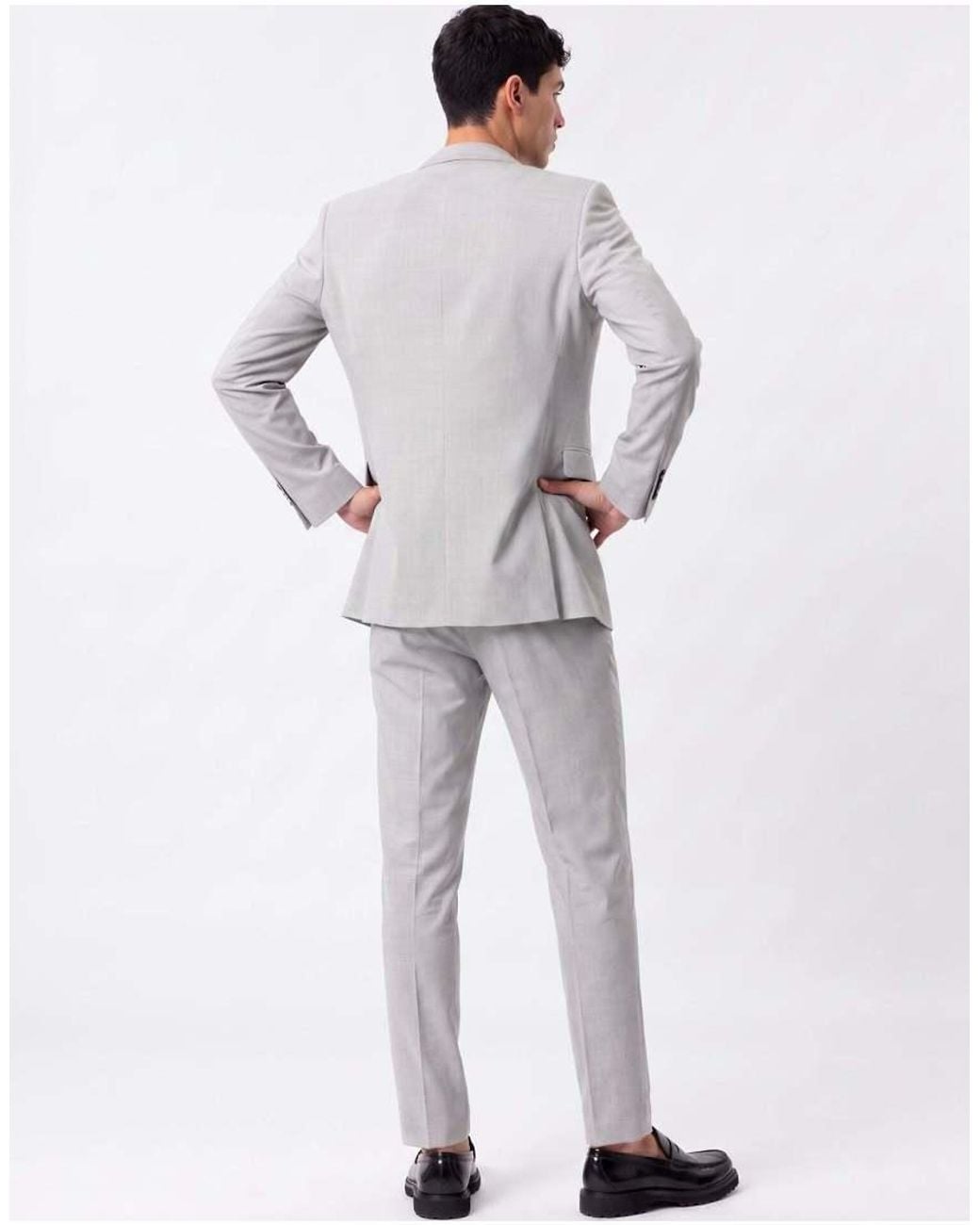 Harry Brown Gray Giacomo Slim Fit Cotton Linen Suit Jacket for men
