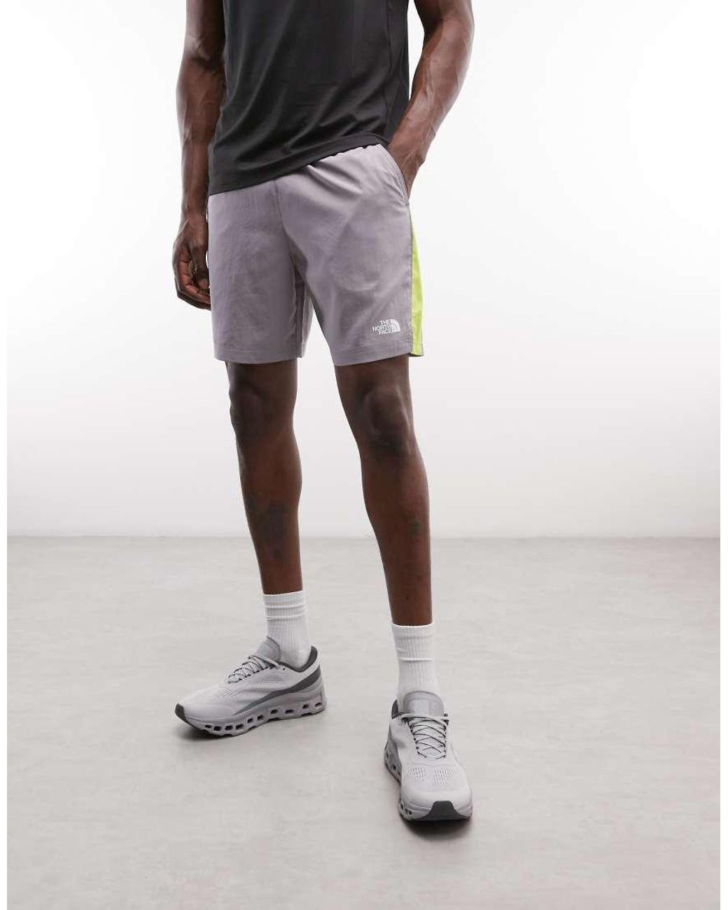 The North Face Gray 24/7 Logo Colourblock Shorts for men