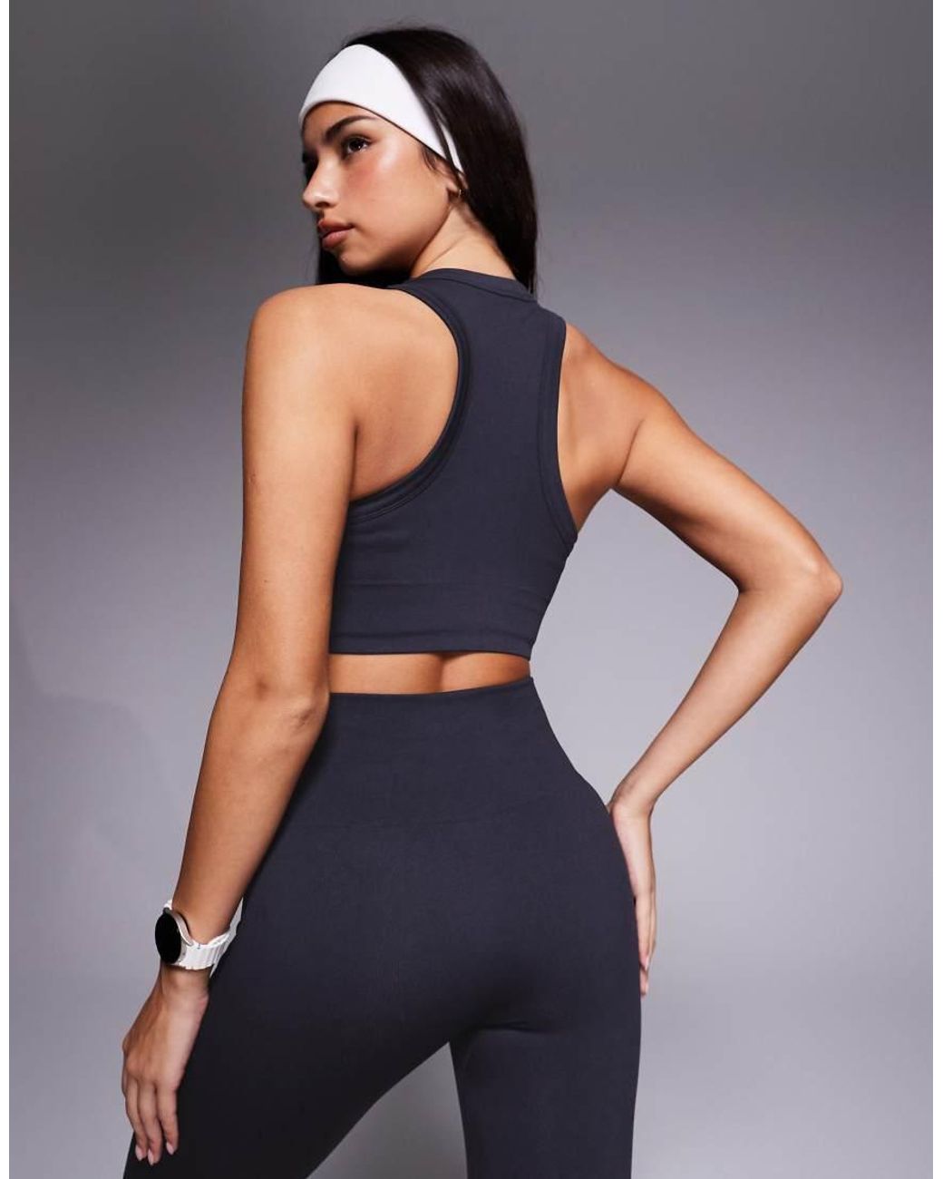 4505 Blue Active Double Layer Support Seamless Rib Sports Bra