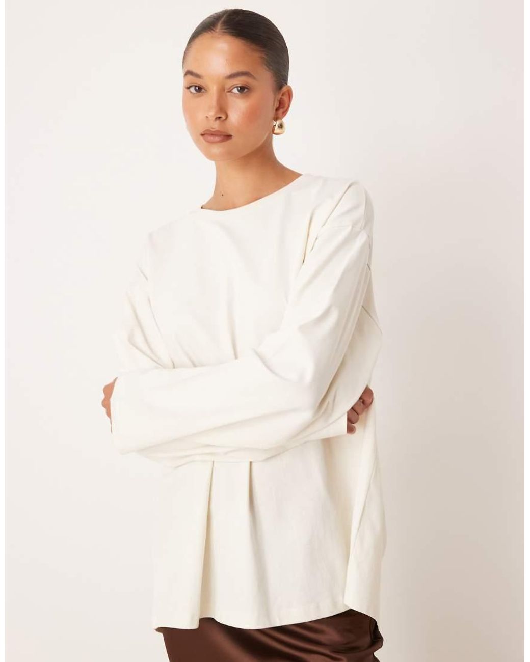ASOS Natural Twist Back Detail Long Sleeve Tee