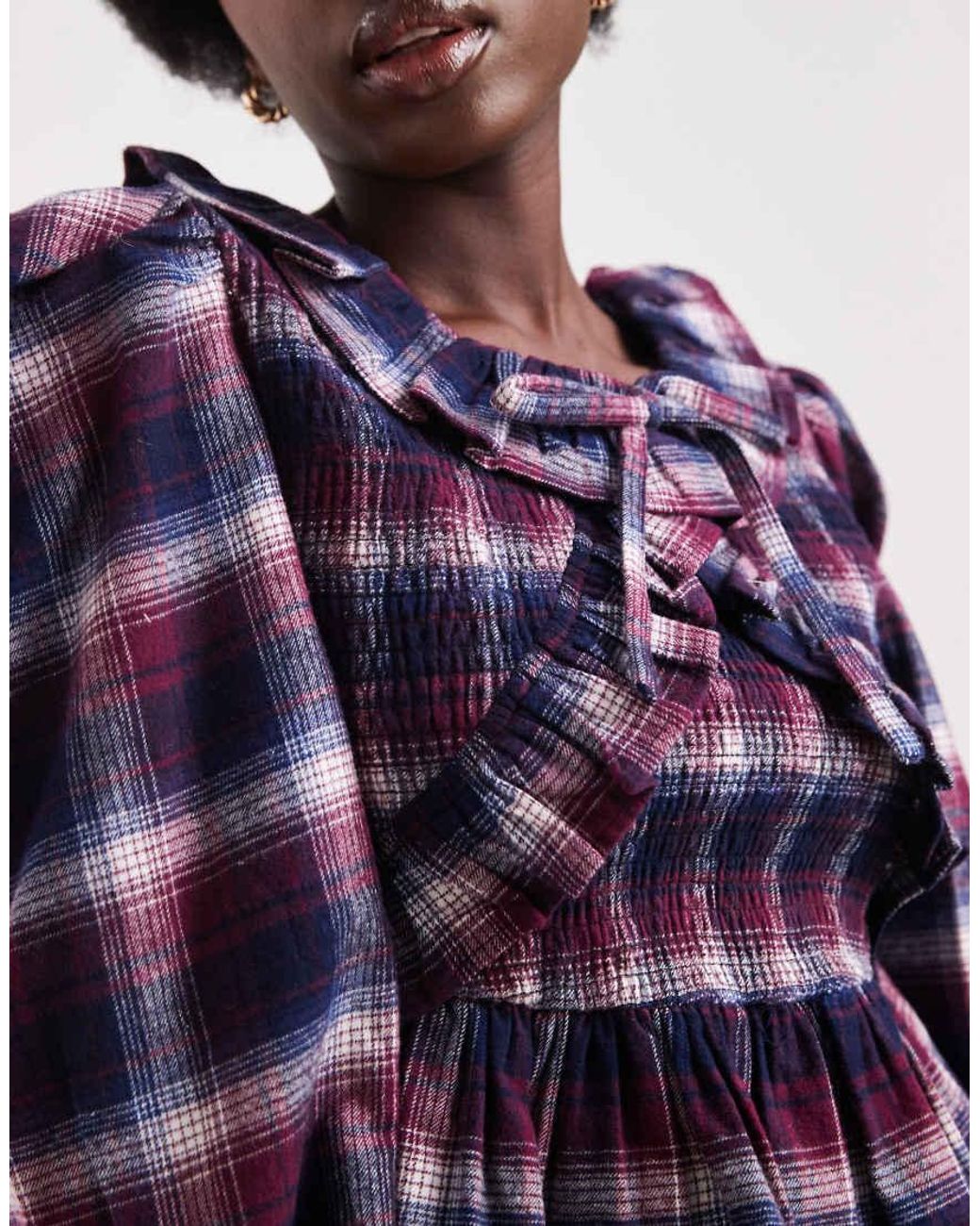 Native Youth Purple Long Sleeve Ruffle Detailed Blouse