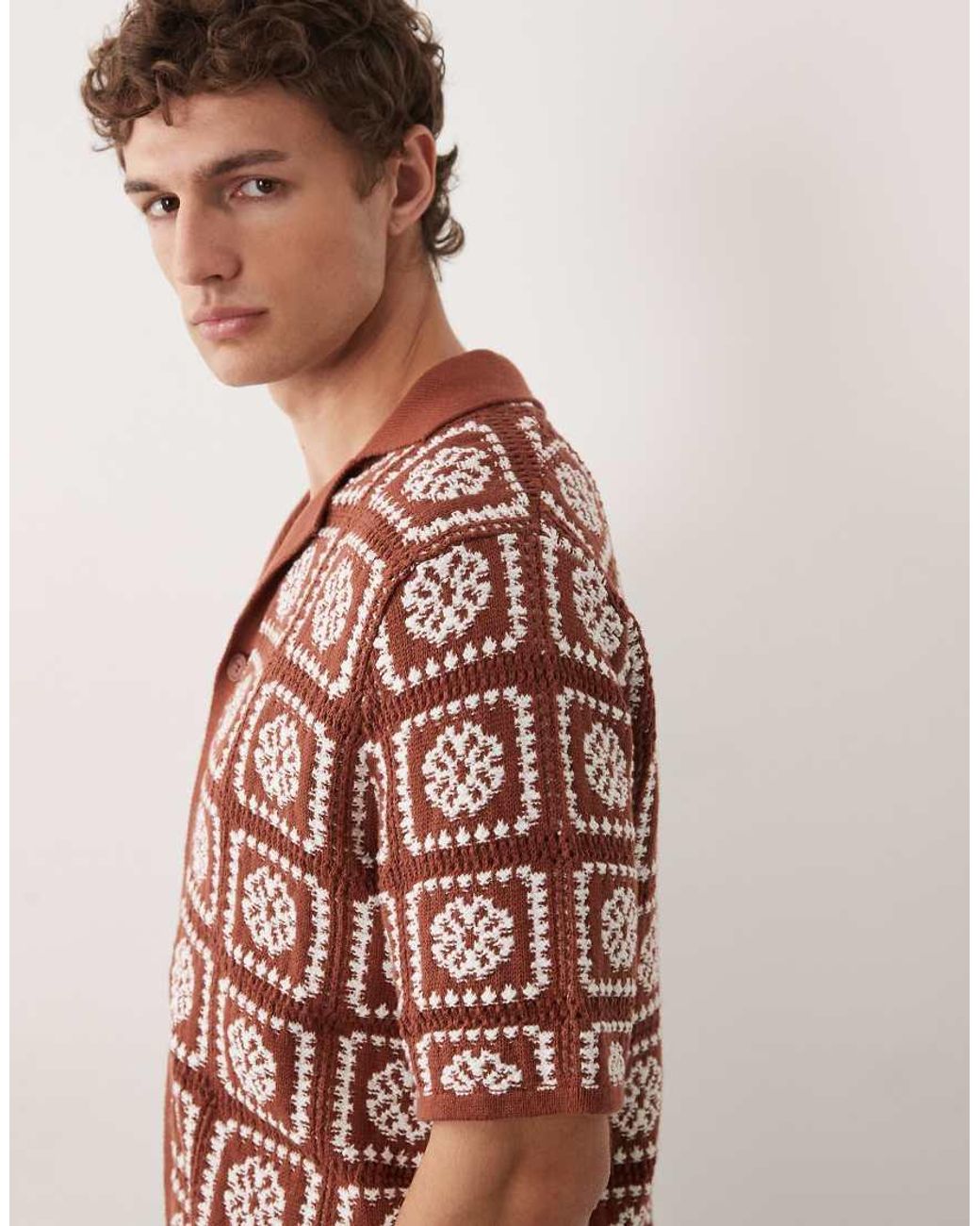 Only & Sons Red Crochet Shirt for men